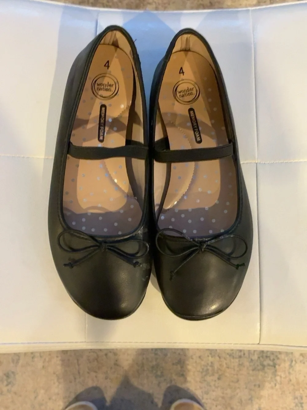 wonder nation Black Girls' Mary Jane Ballet Flats with Bow